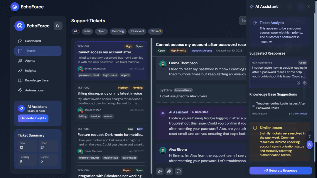 Echoforce – AI Customer Support UI Template
